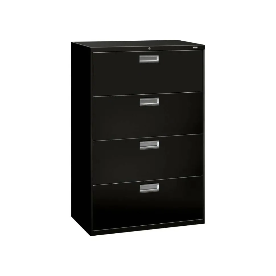 HON Brigade 600 36"W x 19-1/4"D Lateral 4-Drawer File Cabinet, Black