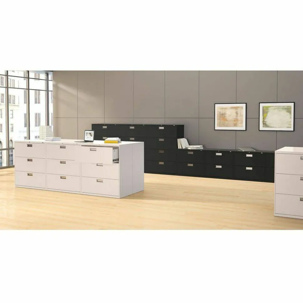 HON Brigade 600 36"W x 19-1/4"D Lateral 4-Drawer File Cabinet, Black