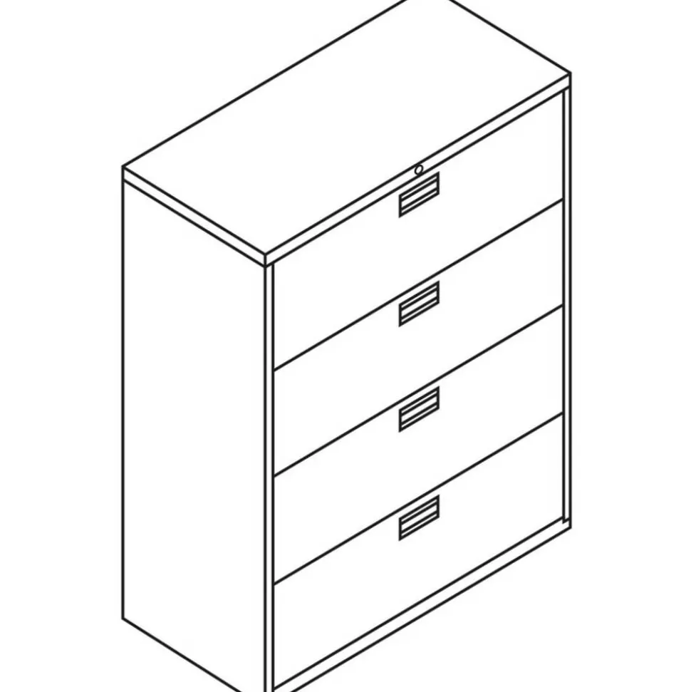 HON Brigade 600 42"W x 18"D Lateral 4-Drawer File Cabinet, Putty