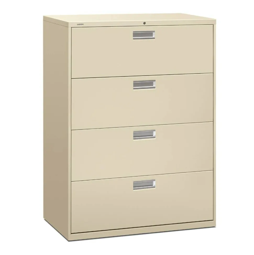 HON Brigade 600 42"W x 18"D Lateral 4-Drawer File Cabinet, Putty