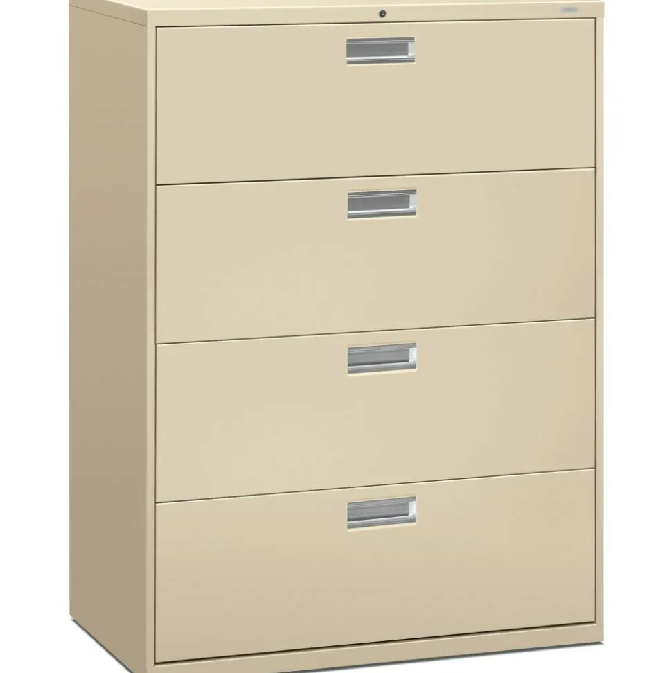 HON Brigade 600 42"W x 18"D Lateral 4-Drawer File Cabinet, Putty