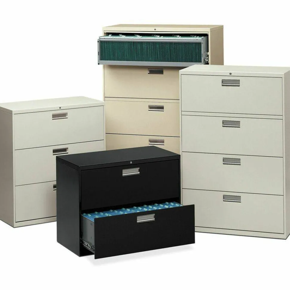 HON Brigade 600 42"W x 18"D Lateral 4-Drawer File Cabinet, Putty