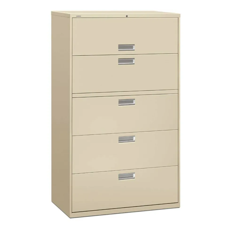 HON Brigade 600 42"W x 18"D Lateral 5-Drawer File Cabinet, Putty