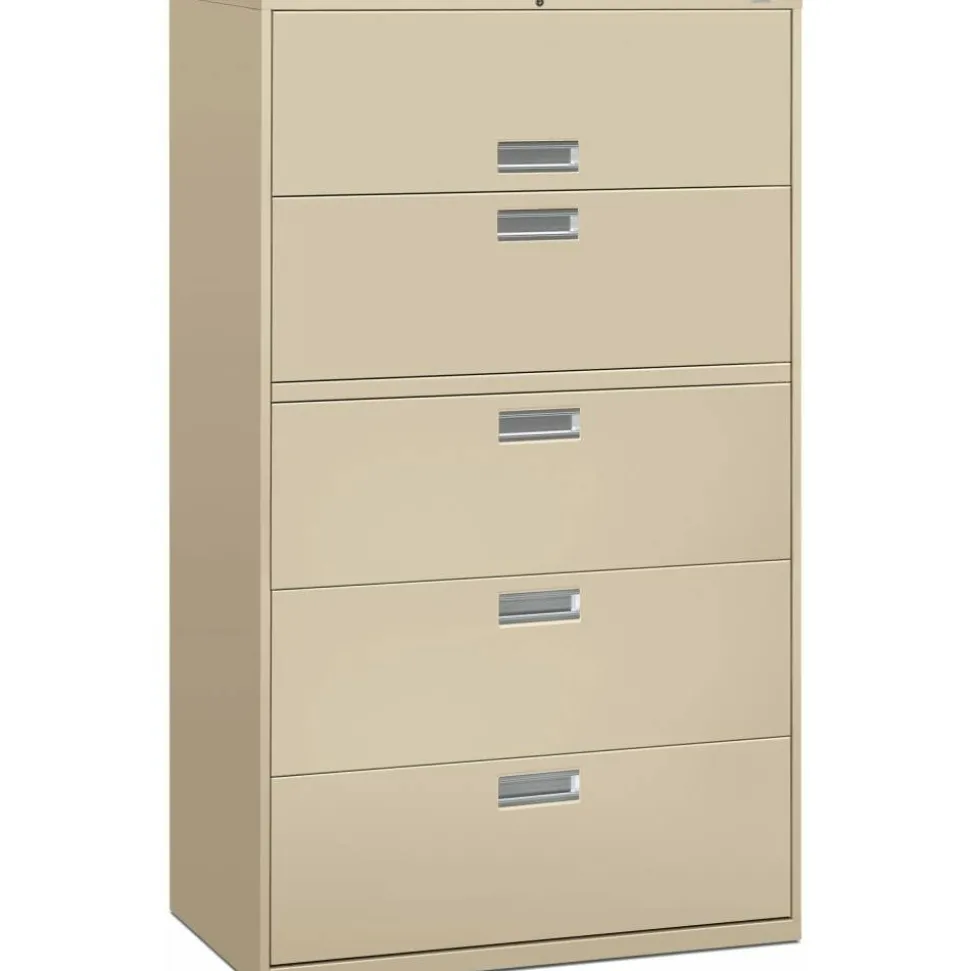 HON Brigade 600 42"W x 18"D Lateral 5-Drawer File Cabinet, Putty