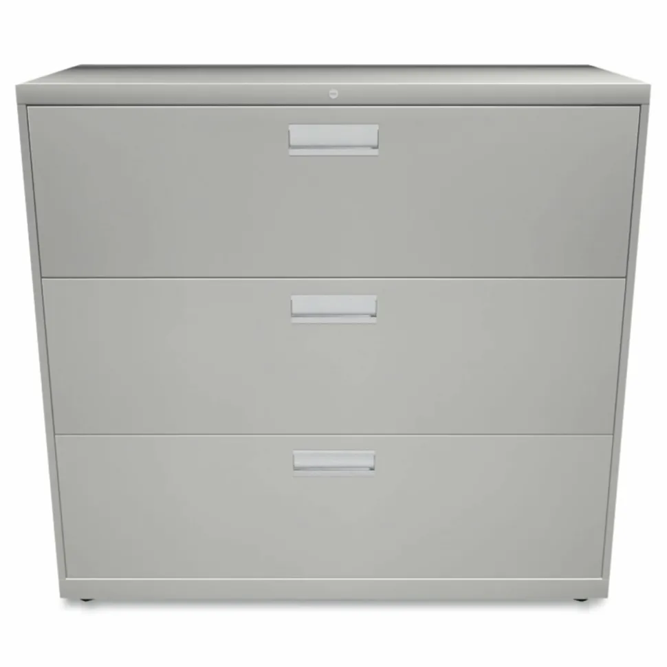 HON Brigade 600 42"W x 18"D Lateral 3-Drawer File Cabinet, Light Gray