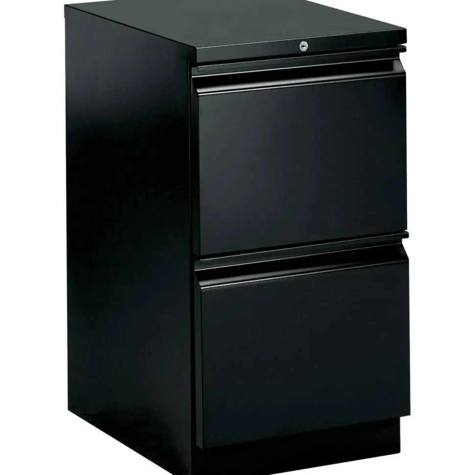 HON Brigade 15"W x 22-7/8"D Vertical 2-Drawer Mobile Pedestal File Cabinet, Black