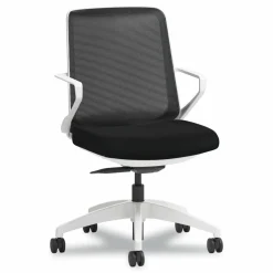 HON Cliq Office Chair, Supports Up to 300 lb, 17" to 22" Seat Height, Black Seat, Black Back, White Base