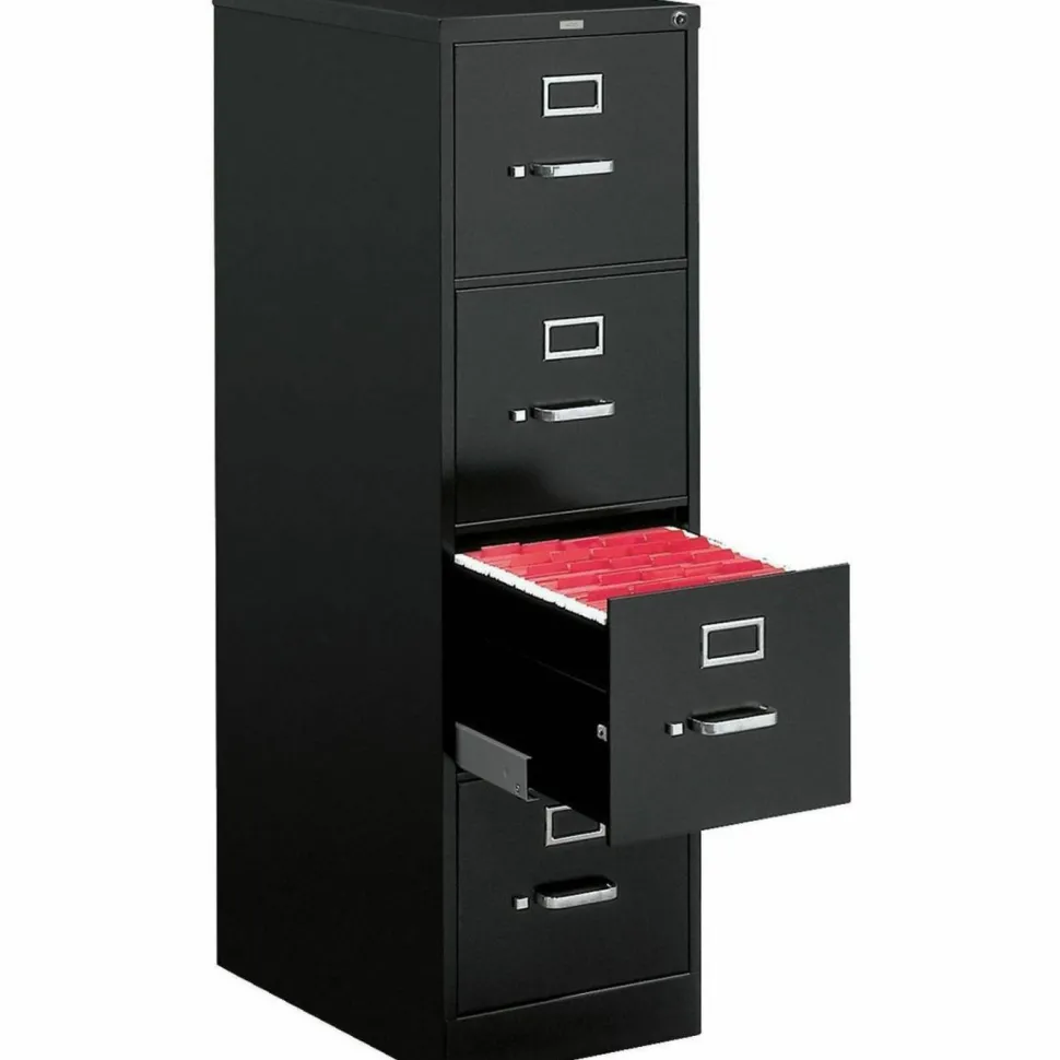 HON 510 25"D Vertical 4-Drawer File Cabinet, Black