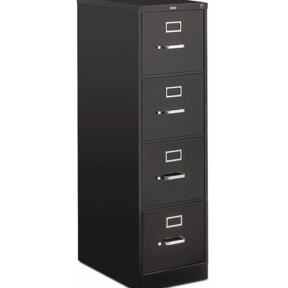HON 510 25"D Vertical 4-Drawer File Cabinet, Black