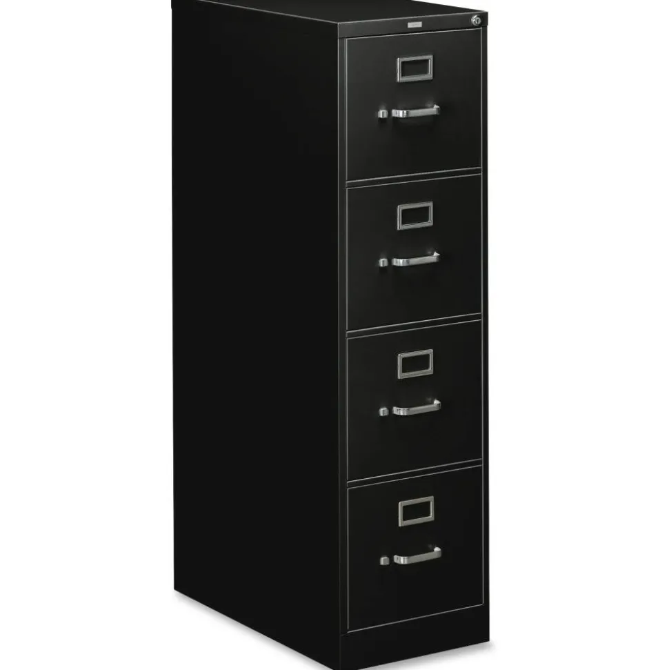 HON 310 26-1/2"D Vertical 4-Drawer Letter-Size File Cabinet, Black
