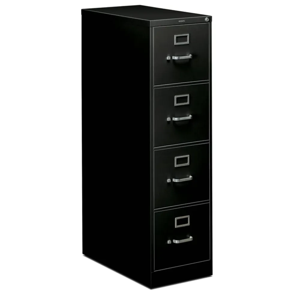 HON 310 26-1/2"D Vertical 4-Drawer Letter-Size File Cabinet, Black