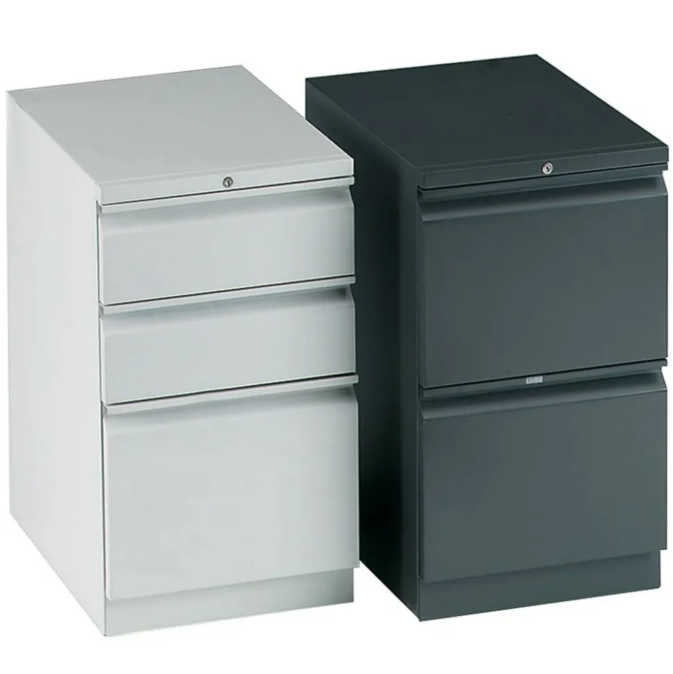 HON Efficiencies 22-7/8"D Vertical 3-Drawer Mobile Pedestal File Cabinet, Light Gray