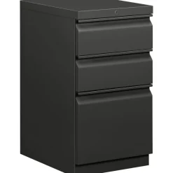 HON Efficiencies 19-7/8"D Vertical 3-Drawer Mobile Pedestal File Cabinet, Charcoal
