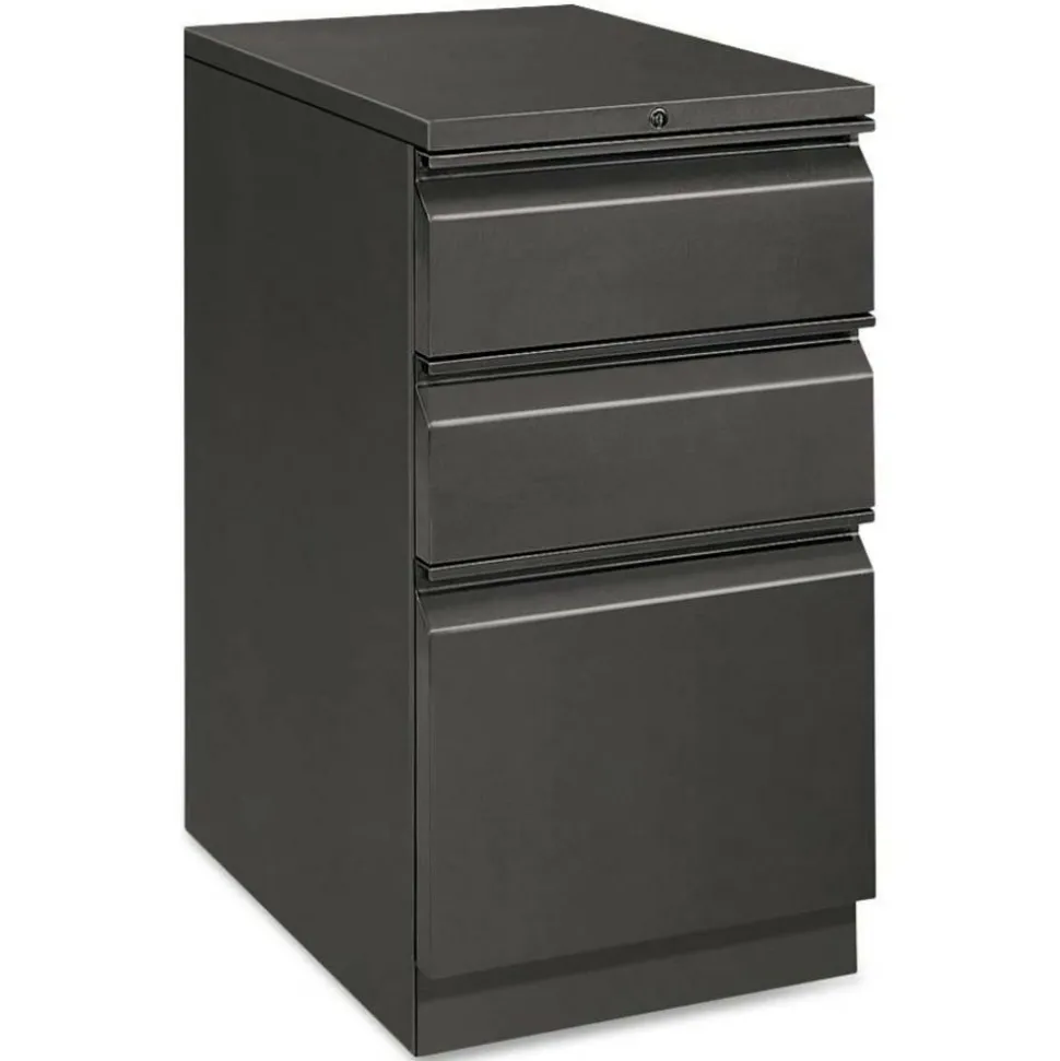 HON Efficiencies 22-7/8"D Vertical 3-Drawer Mobile Pedestal File Cabinet, Charcoal