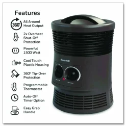 Honeywell 360 Surround Fan Forced Heater, 1,500 W, 9 x 9 x 12, Gray