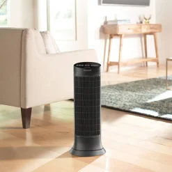 Honeywell 1500 Watts Electric Ceramic Oscillating Heater, 2 Heat Settings, 23.25"H x 8.75"W x 6.75"D, Black