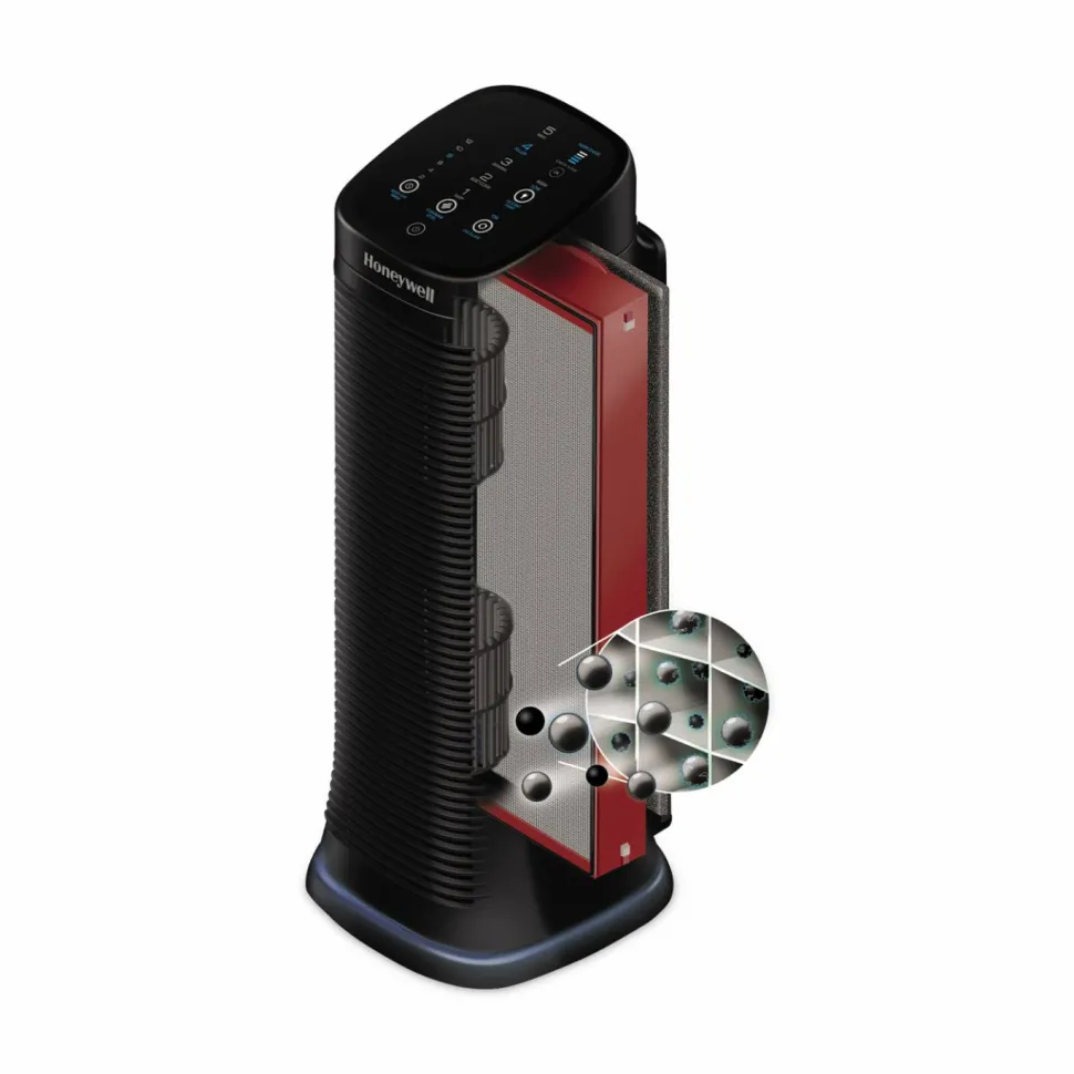 Honeywell AirGenius 5 Air Cleaner/Odor Reducer, 250 Sq. Ft. Coverage, 26 13/16"H x 10"W x 10"D, Black