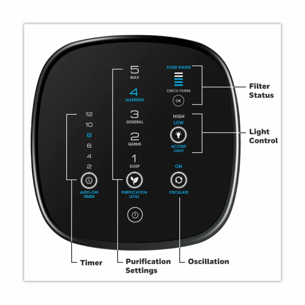 Honeywell AirGenius 5 Air Cleaner/Odor Reducer, 250 Sq. Ft. Coverage, 26 13/16"H x 10"W x 10"D, Black