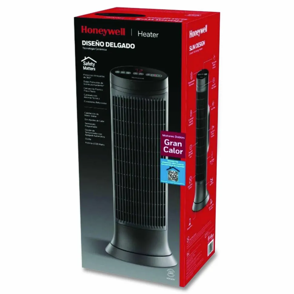 Honeywell Digital Tower Heater, 1,500 W, 10.12 x 8 x 23.25, Black