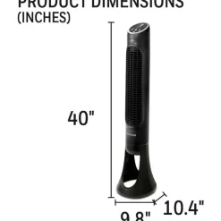 Honeywell QuietSet 8-Speed Whole-Room Tower Fan, 10"w x 40"h, Black