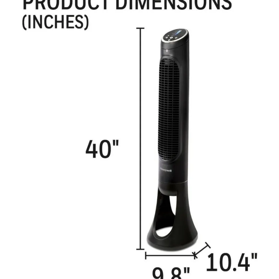Honeywell QuietSet 8-Speed Whole-Room Tower Fan, 10"w x 40"h, Black