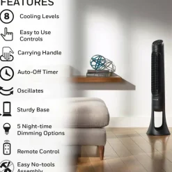 Honeywell QuietSet 8-Speed Whole-Room Tower Fan, 10