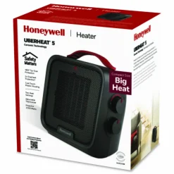 Honeywell UberHeat 5 Ceramic Heater, 1,500 W, 4.5 x 4.5 x 8.86, Black