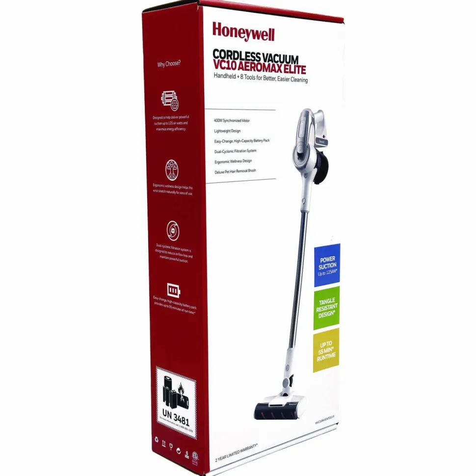 Honeywell Aeromax Elite VC10 Cordless Vacuum, 8.7" Cleaning Path, White