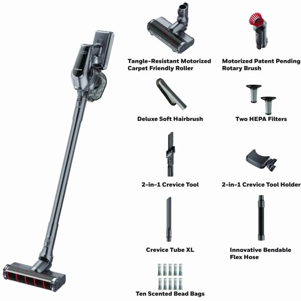 Honeywell Aeromax Pro VC16 Cordless Vacuum, 8.5" Cleaning Path, Dark Silver