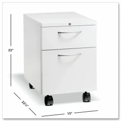 HON Flagship Mobile Pedestal, Left/Right, 2-Drawer: Box/File, Letter, White, 15 x 22.88 x 22