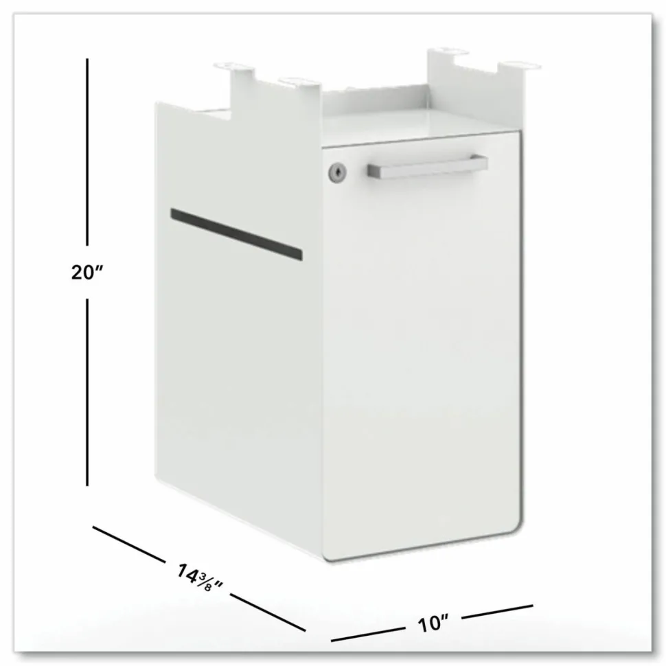 HON Fuse Undermount Storage Pedestal, 1 Shelf/1 Cubby, Left/Right Orientation, White, 10 x 14.37 x 20