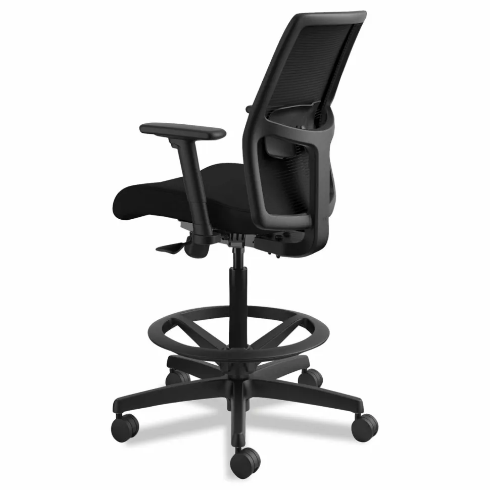 HON Ignition 2.0 Ilira Stretch Mesh Back Task Stool, Supports Up to 300 lb, 23" to 32" Seat Height, Black