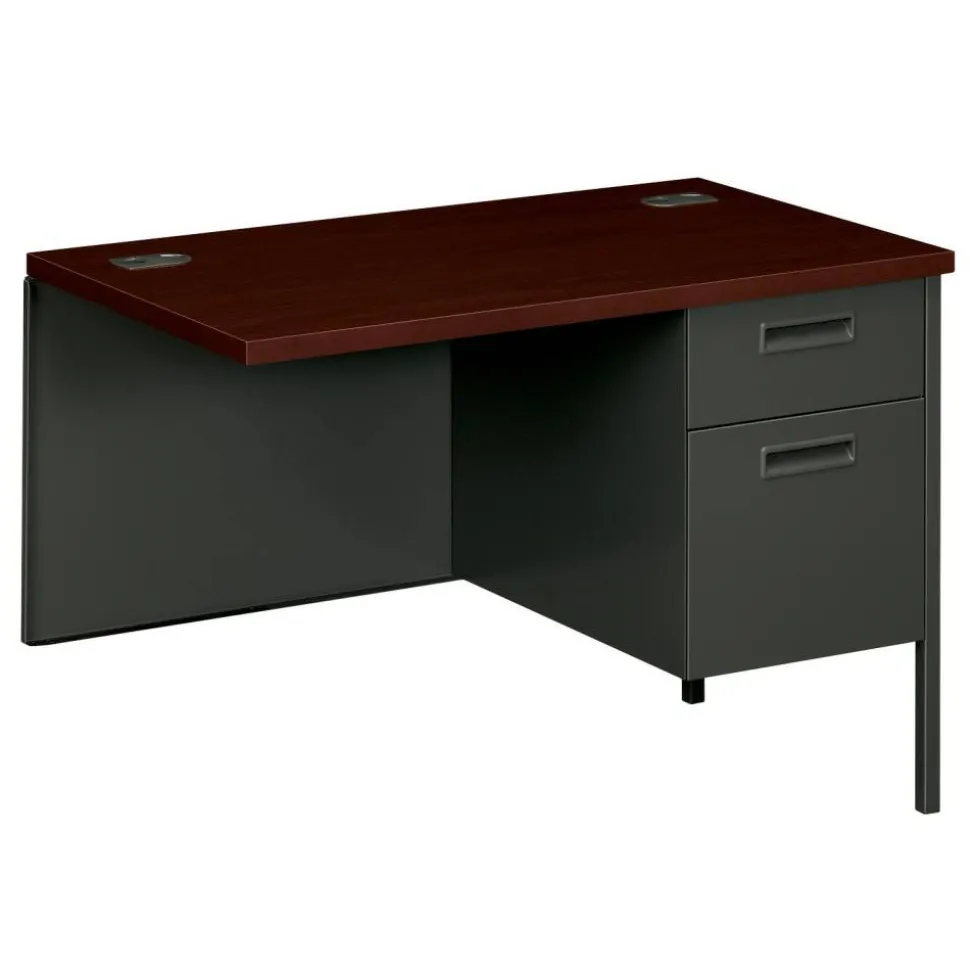 HON Metro Classic 42"W Right Desk Return, Mahogany/Charcoal