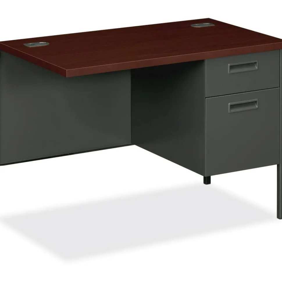 HON Metro Classic 42"W Right Desk Return, Mahogany/Charcoal
