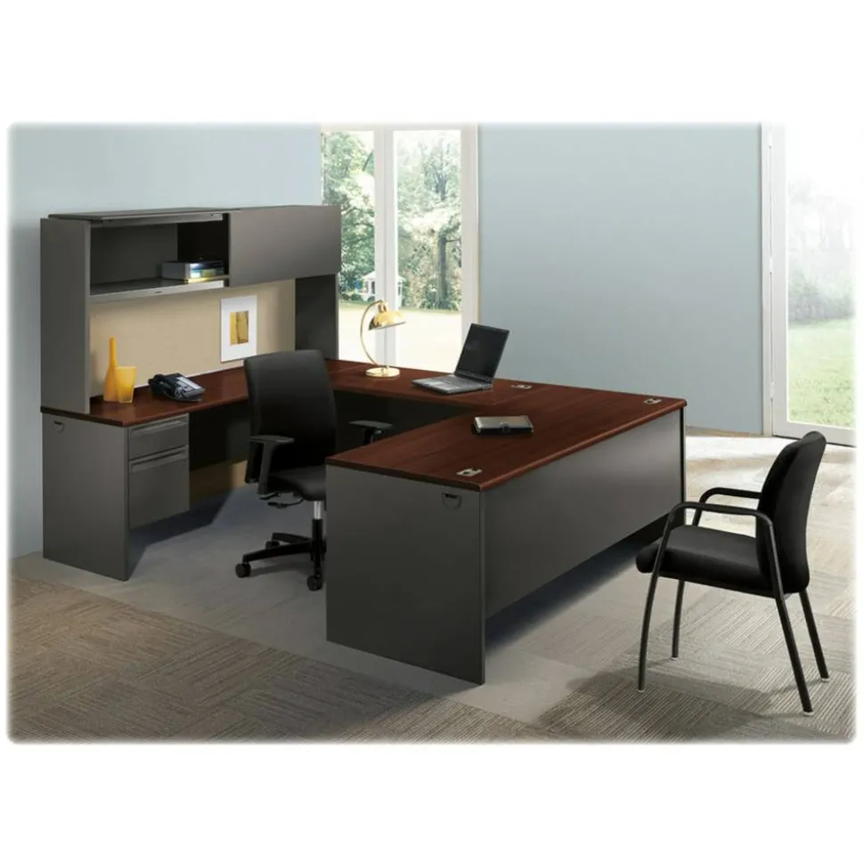 HON Metro Classic 42"W Right Desk Return, Mahogany/Charcoal