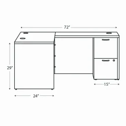 HON Mod L-Station Double Pedestal Desk Bundle, 66" x 72" x 29", Java Oak