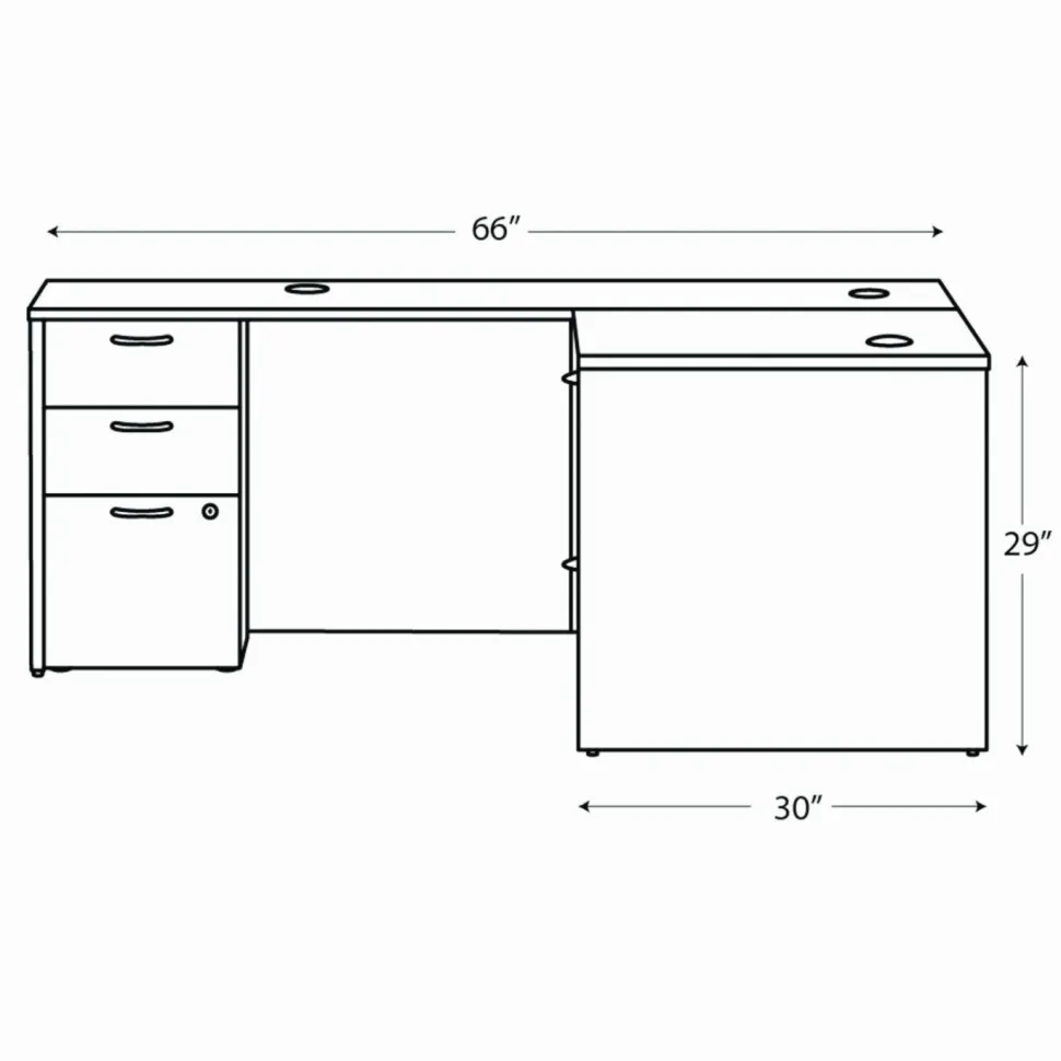 HON Mod L-Station Double Pedestal Desk Bundle, 66" x 72" x 29", Java Oak