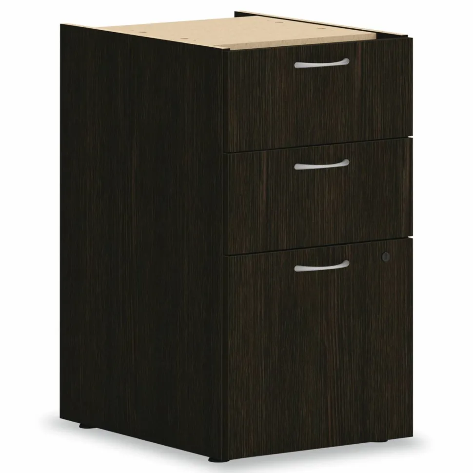 HON Mod L-Station Double Pedestal Desk Bundle, 60" x 72" x 29", Java Oak