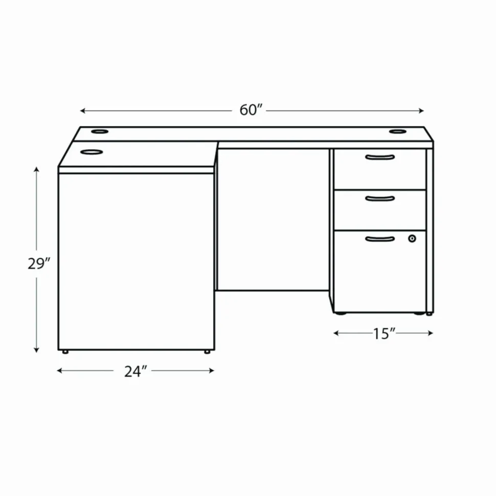 HON Mod L-Station Double Pedestal Desk Bundle, 60" x 72" x 29", Java Oak