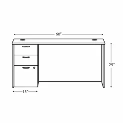 HON Mod Single Pedestal Desk Bundle, 60