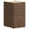 HON Mod Support Pedestal, Left or Right, 3-Drawers: Box/Box/File, Legal/Letter, Sepia Walnut, 15" x 20" x 28"