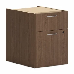 HON Mod Support Pedestal, Left or Right, 2-Drawers: Box/File, Legal/Letter, Sepia Walnut, 15" x 20" x 20"