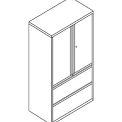HON 800 Series Storage Cabinet With Lateral File, 36" Wide, Light Gray