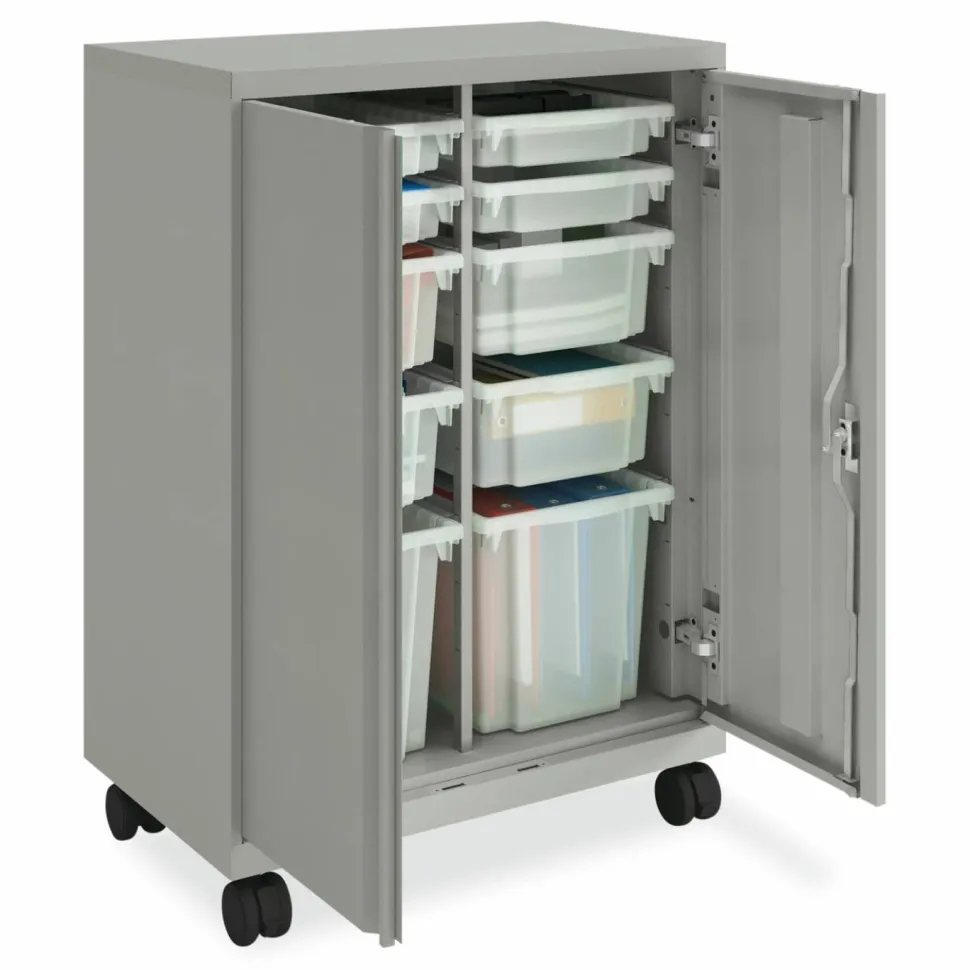 HON Smartlink Mobile Cabinet, 10 Compartments, 30w x 18d x 42.32h, Platinum Metallic