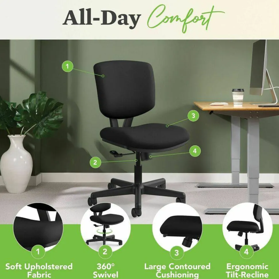 HON Volt 5701 Fabric Mid-Back Task Chair, Black