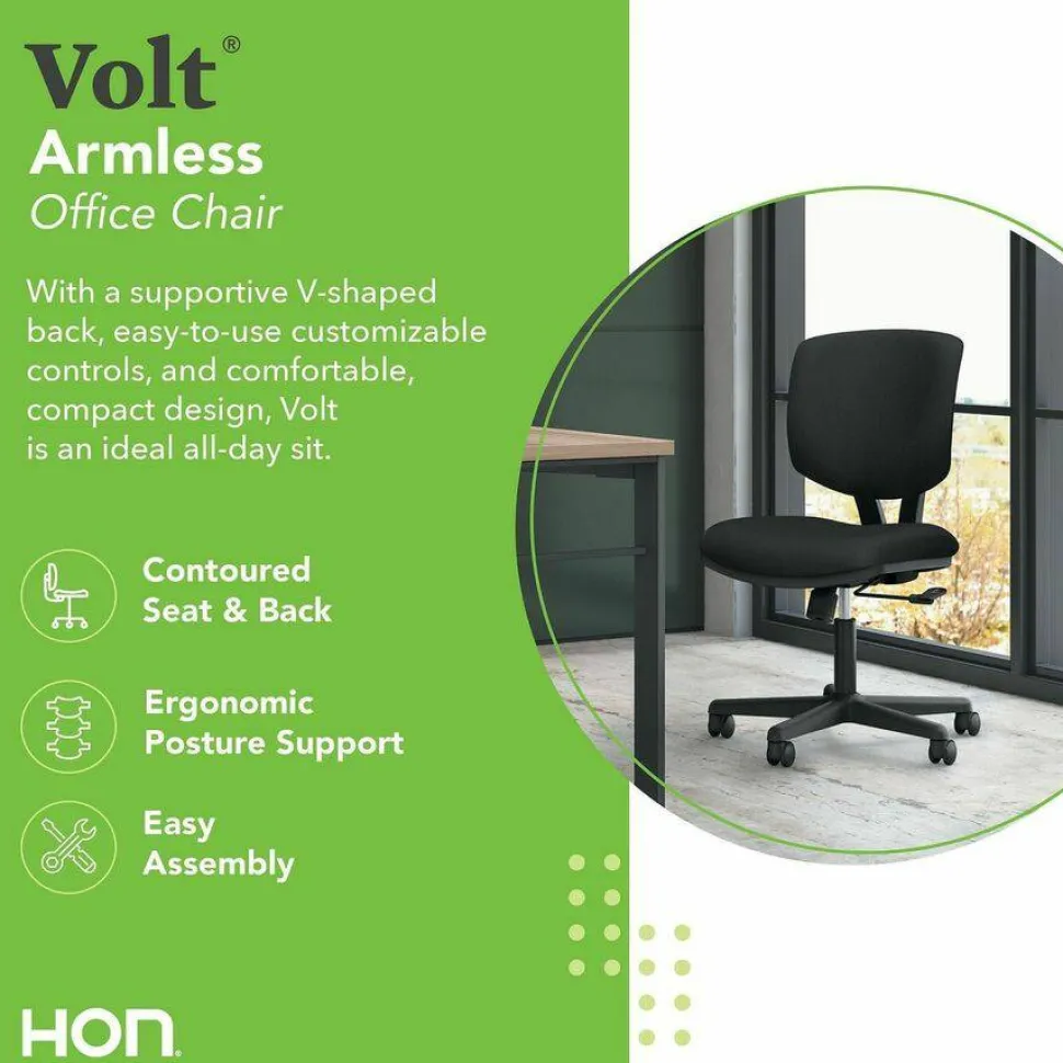 HON Volt 5701 Fabric Mid-Back Task Chair, Black