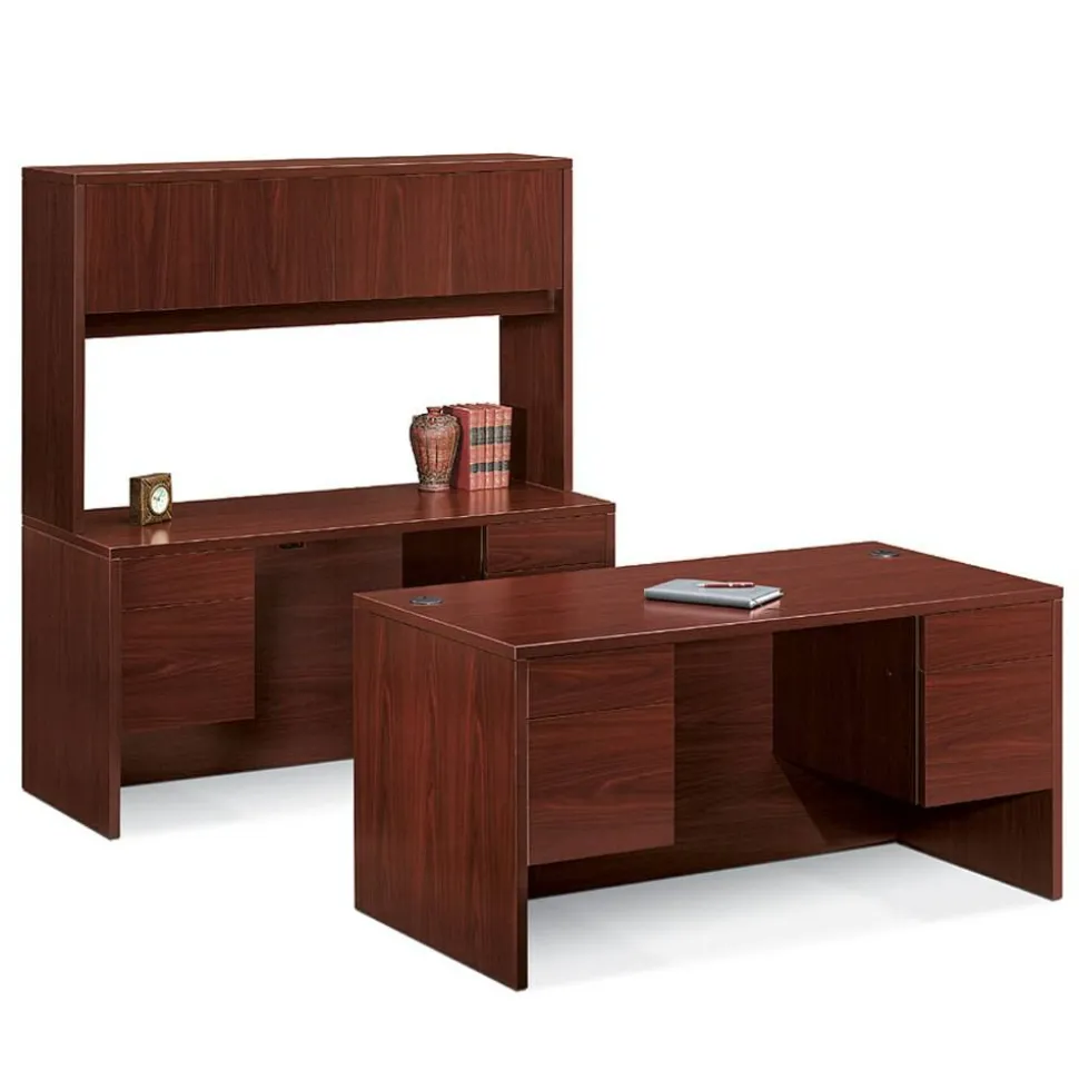 HON 10500 60"W Double-Pedestal Computer Desk, Mahogany