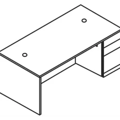 HON 10500 66"W 3-Drawer Right-Pedestal Computer Desk, Mahogany