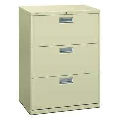 HON 600 30"W x 18"D Lateral 3-Drawer File Cabinet With Lock, Putty