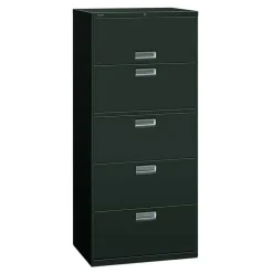HON 600 30"W x 18"D Lateral 5-Drawer File Cabinet With Lock, Charcoal